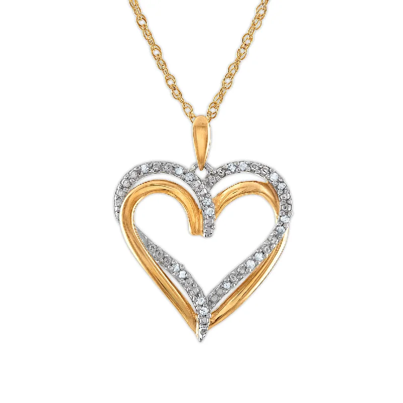 1/10 CTW Diamond Heart 18-inch Pendant in Yellow Gold Plated Sterling Silver