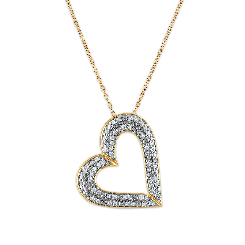 1/2 CTW Diamond Heart 18-inch Pendant in Yellow Gold Plated Sterling Silver