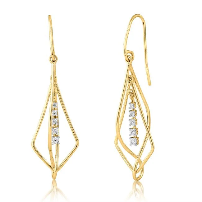 1/7 CTW Diamond Drop & Dangle Earrings in 10KT Yellow Gold