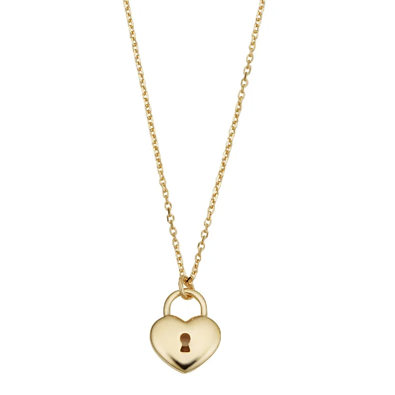 10KT Yellow Gold 18-inch Heart Lock Adjustable Pendant