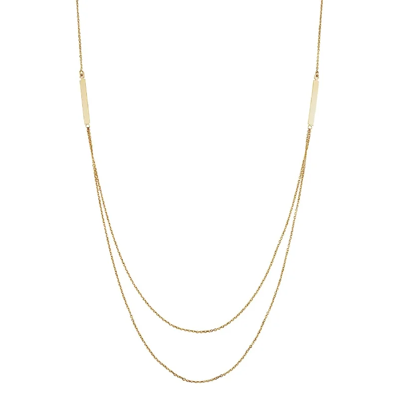 14KT Yellow Gold 18-inch Layered Bar Necklace