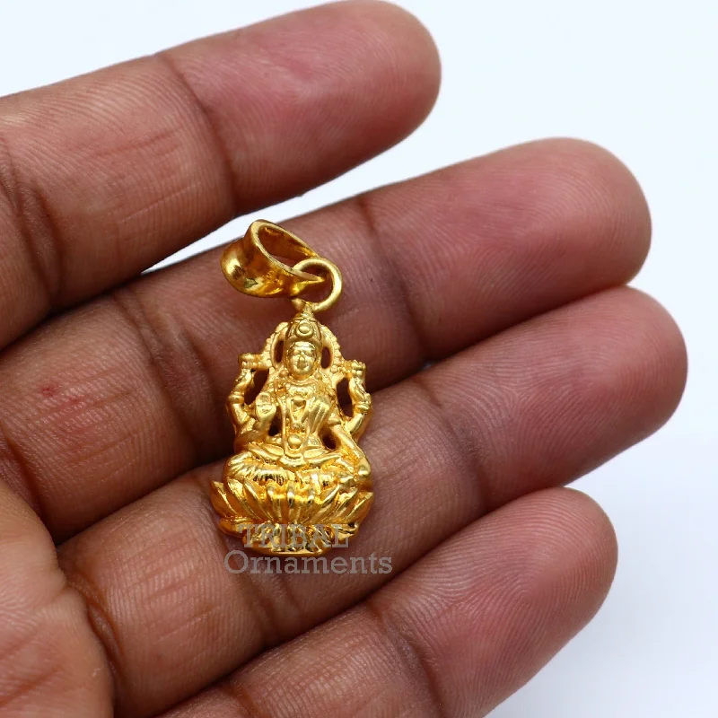 925 sterling silver customized gold polished stylish Goddess Laxmi Pendant, amazing design stunning pendant unisex gifting jewelry nsp466