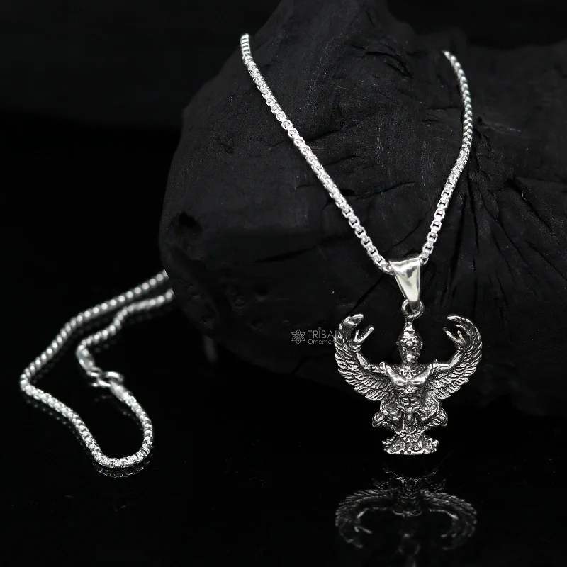 925 sterling silver Garuda pendant, silver idol god Garuda pendant necklace, lord garuda pendant animal jewelry nsp638