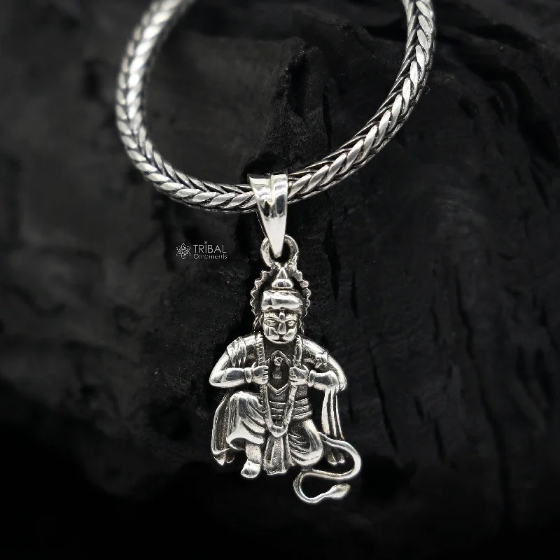 925 sterling silver handmade Hindu idol God  Lord hanuman pendant, amazing divine lord bajarangbali pendant unisex gifting jewelry NSP686/ps03