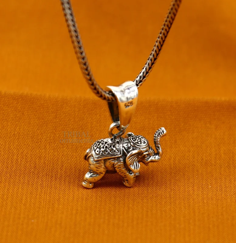 925 sterling silver handmade solid design small elephant pendant amazing exclusive divine lucky pendant necklace gifting jewelry ssp1680