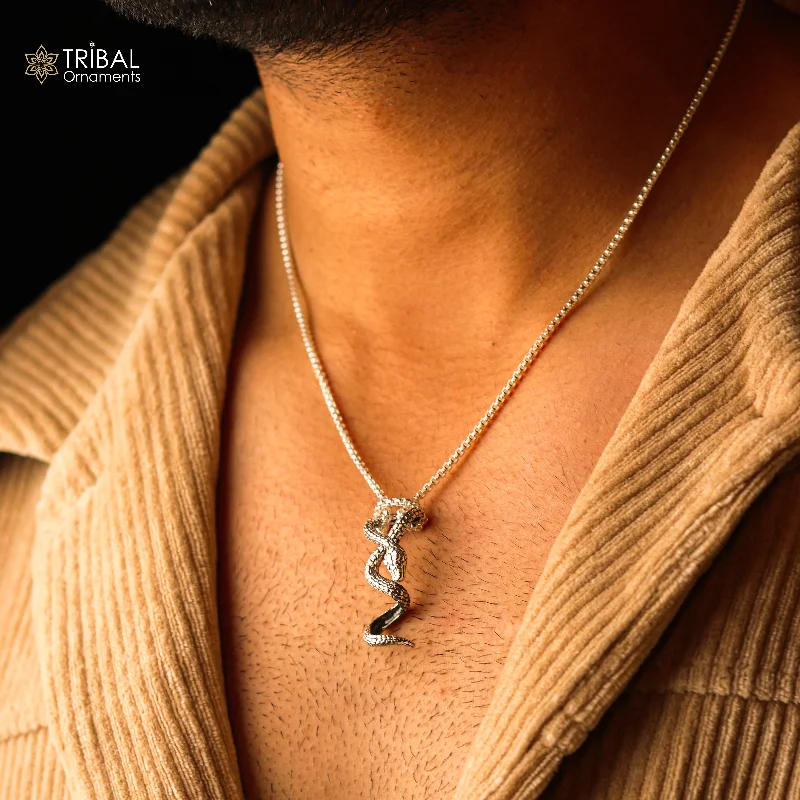 925 sterling silver unique waved snake pendant/ king cobra snake pendant is n embodiment of timeless beauty and symbolism nsp644