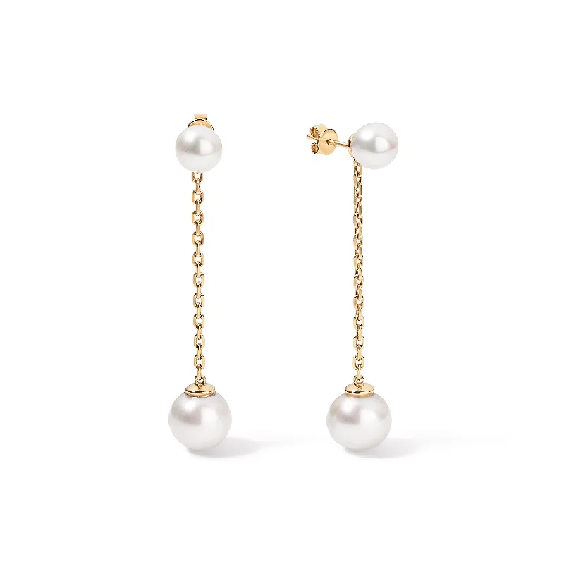 Gold and Pearl Drop Earrings