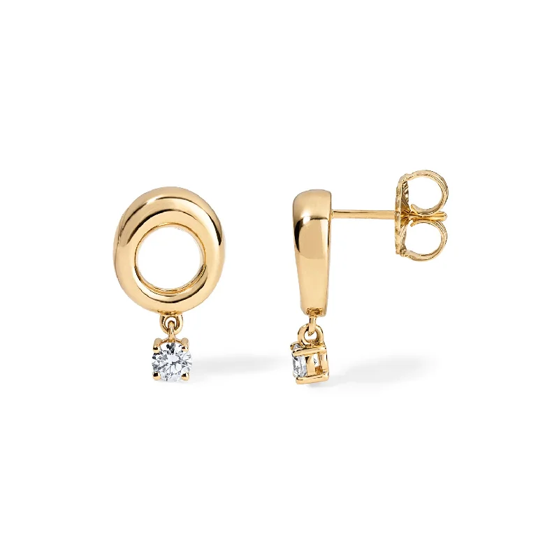 Gold Stud with Diamond Drop