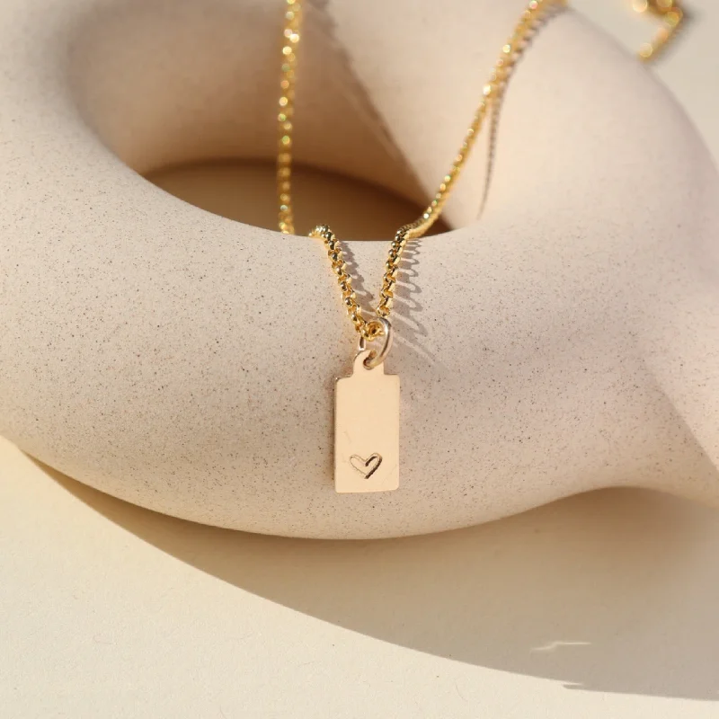 Mini Tag Necklace with Heart