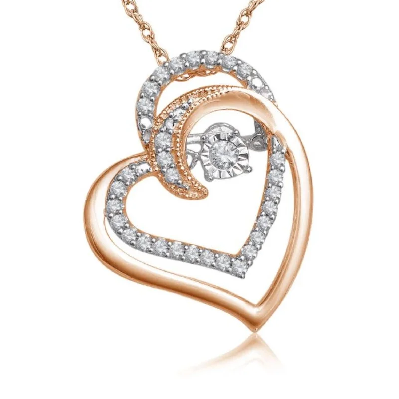 LoveSong 1/6 CTW Diamond Heart Dancing 18-inch Pendant in 10KT Rose Gold