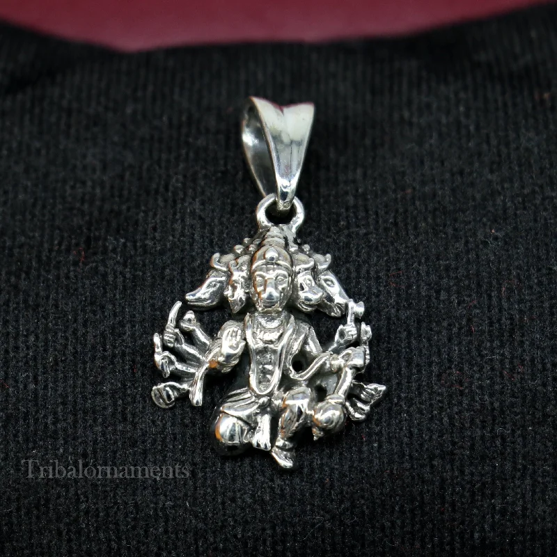 Pure 925 sterling silver handmade Hindu god Lord Panchmukhi Hanuman pendant, amazing designer fabulous pendant unisex gifting jewelry ssp936