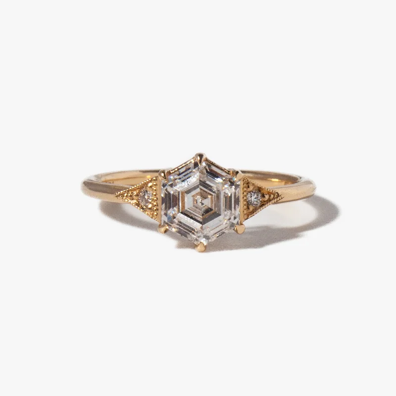 1.32 ct Lab Diamond Hexagonal Deco Ring