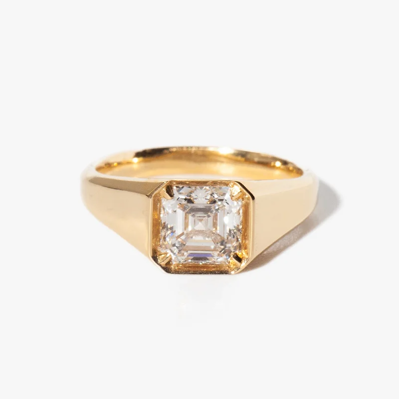 Asscher Diamond Reverence Signet Ring