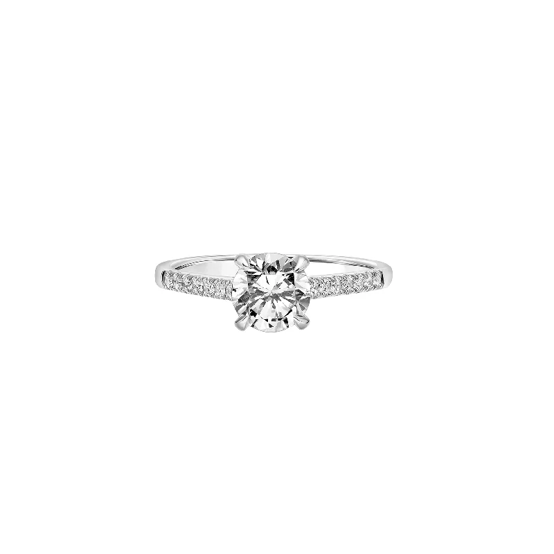 Fink's Exclusive 14K White Gold Round Diamond Engagement Ring with Pavé Shank