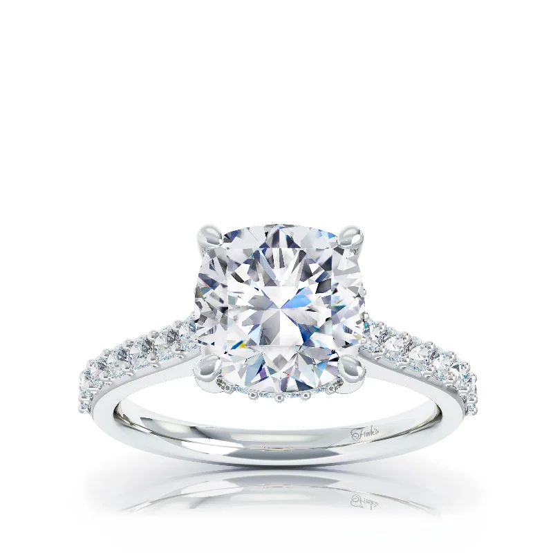 The Studio Collection Cushion Cut Center Diamond with Diamond Gallery and Shank Engagement Ring