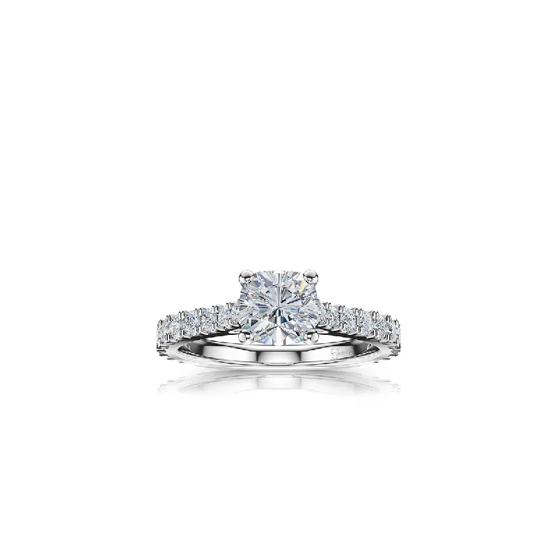 The Studio Collection Cushion Cut Diamond Shank Accent Engagement Ring