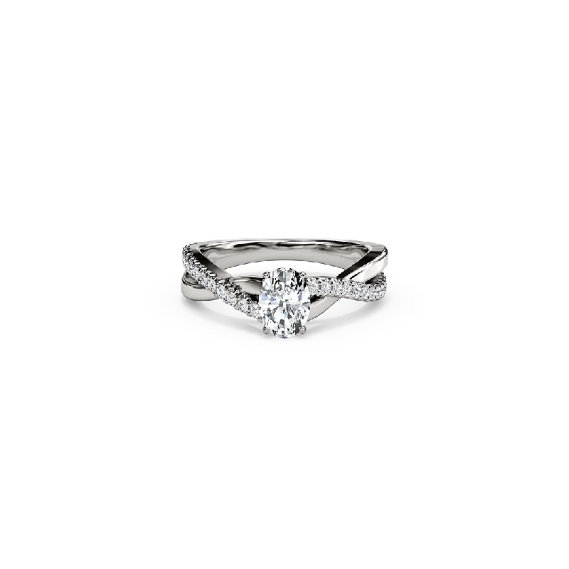 The Studio Collection Oval Center Diamond Crossover Engagement Ring