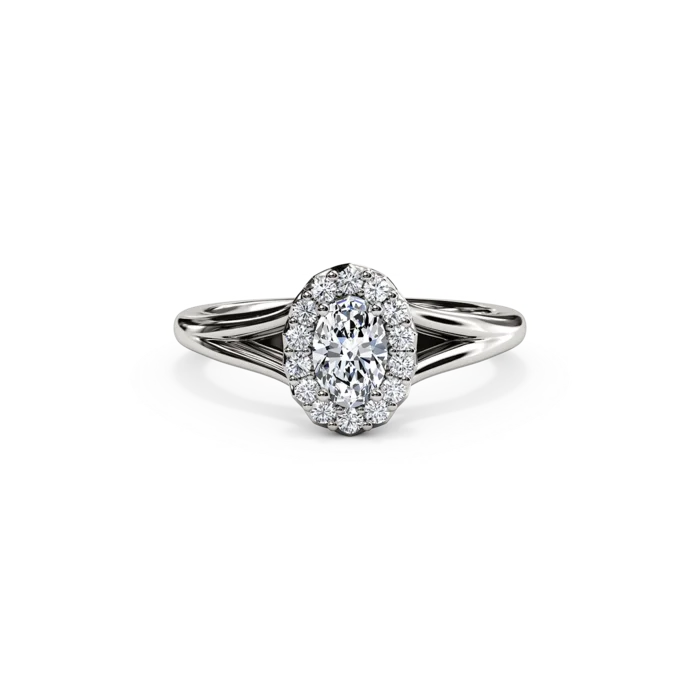 The Studio Collection Oval Diamond Halo and Classic Shank Engagement Ring