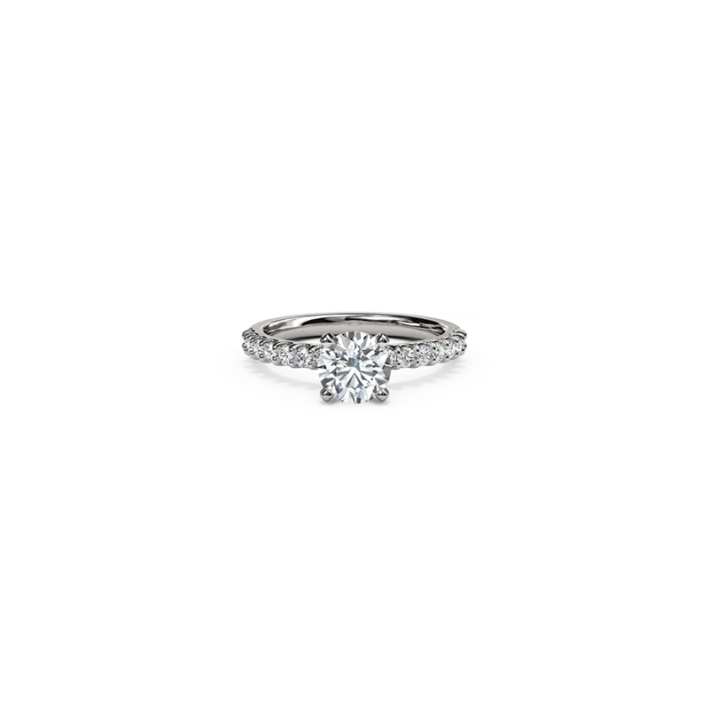 The Studio Collection Round Center Diamond and Diamond Shank Engagement Ring