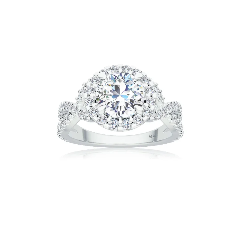 The Studio Collection Round Center Diamond Twist Shank Engagement Ring