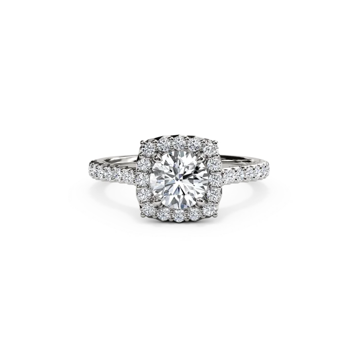 The Studio Collection Round Center Diamond with Cushion Halo Engagement Ring