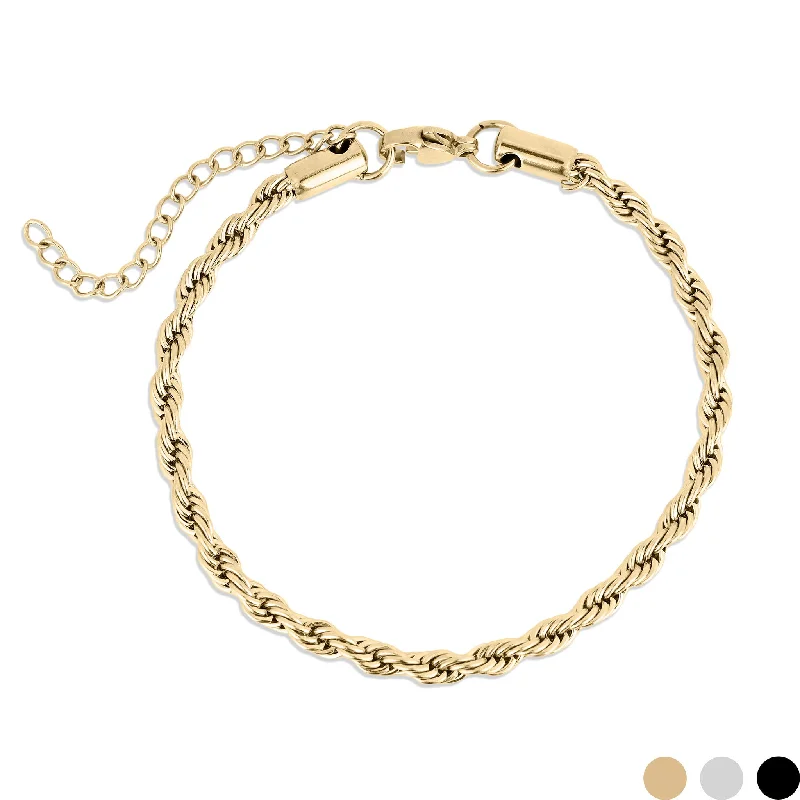 18K Gold PVD Stainless Steel Coated Rope Chain Bracelet/Anklet / BRJ1000