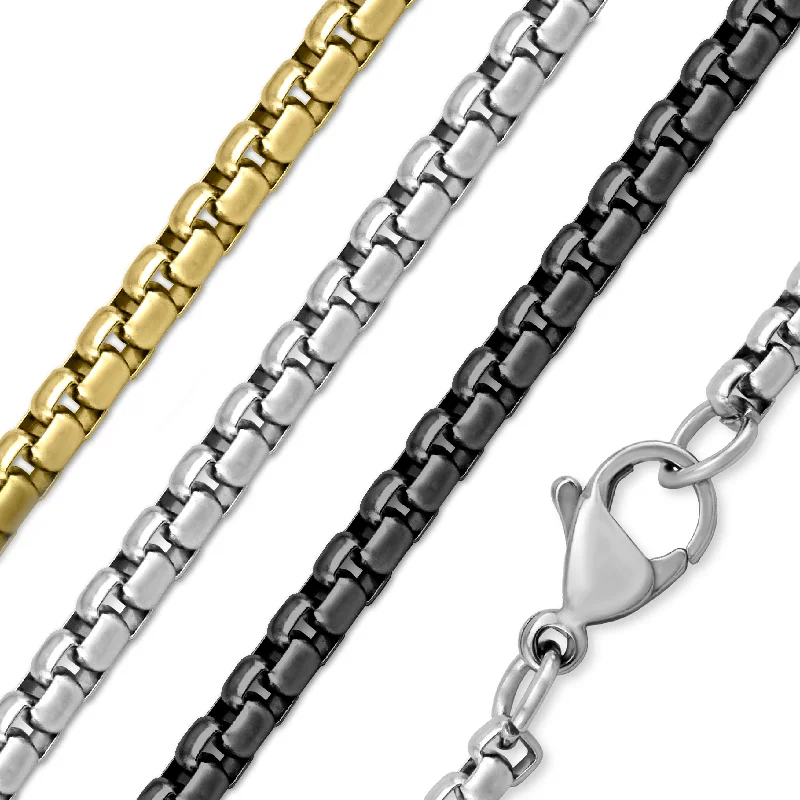 18K Gold PVD Stainless Steel Rounded Box Chain / CHN9952