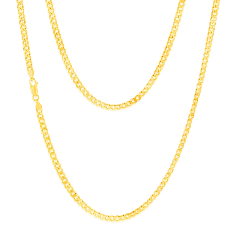 9ct Yellow Solid Gold Flat Bevelled Curb 55cm Chain 120gauge