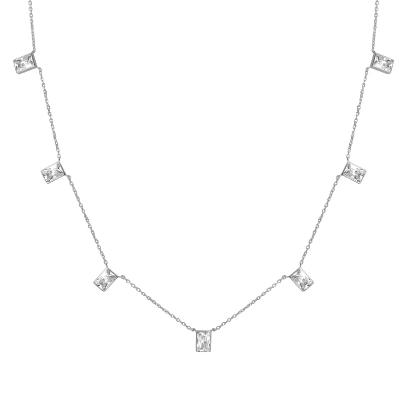 BROOKE BAGUETTE NECKLACE SILVER