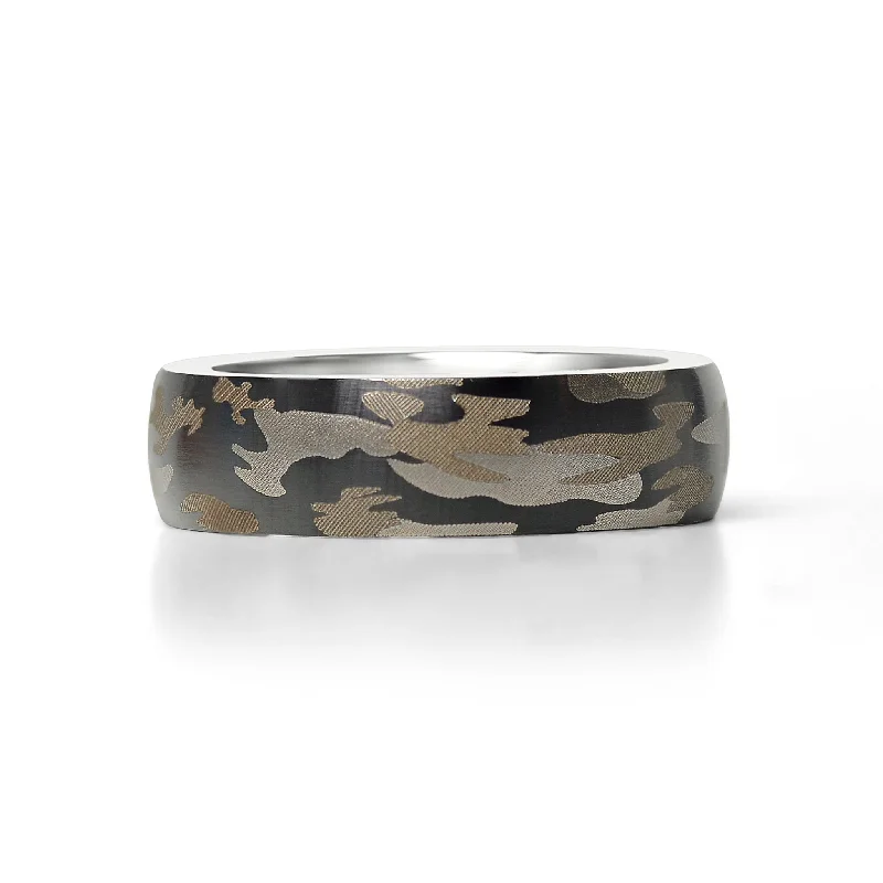 Camouflage Stainless Steel Blank Ring / CFR7017