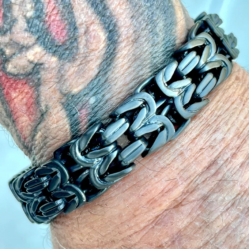 NEW - Viking Bracelet - Chain Mail - Custom - Black - 1/2 inch wide - B102