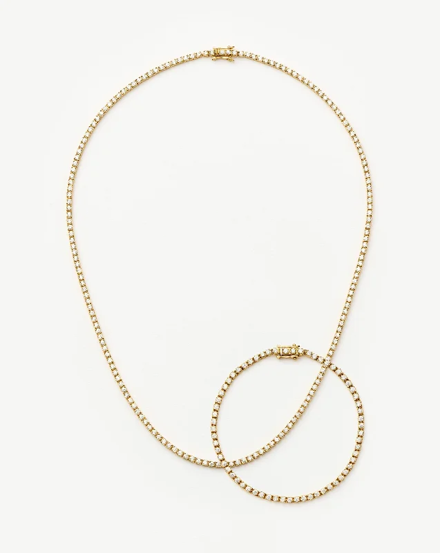 Classic Tennis Necklace & Bracelet Set | 18ct Gold Vermeil Cubic Zirconia