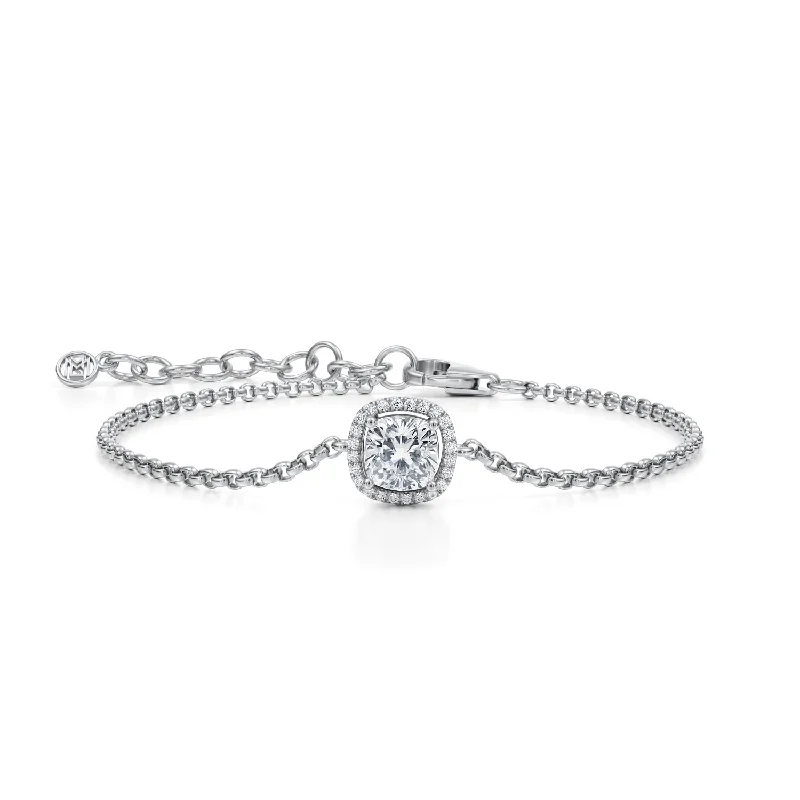 1 Carat Cushion Halo Chain Bracelet