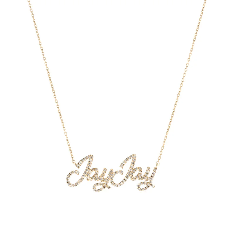 Diamond Pavé Personalized Cursive Necklace