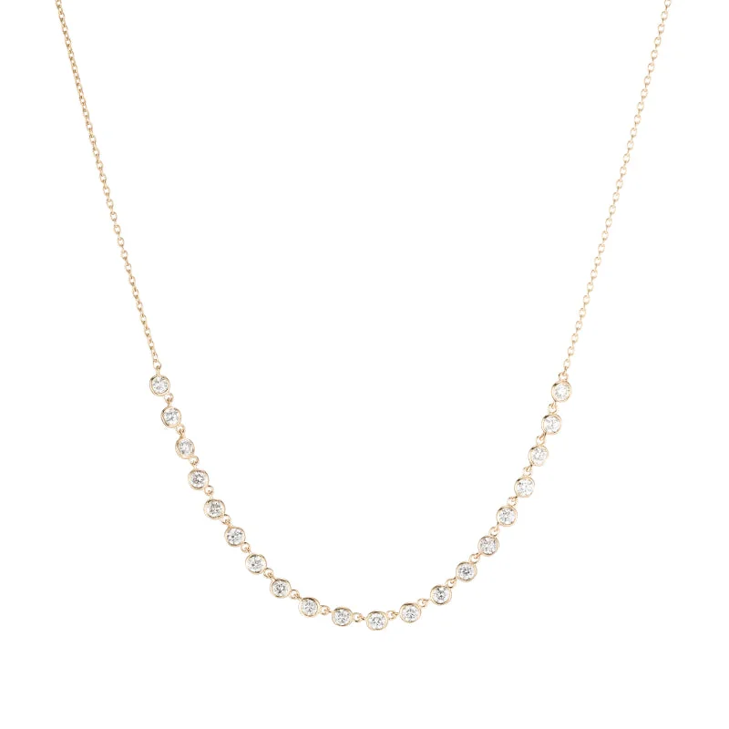 Diamond Bezel Link Necklace, 14k