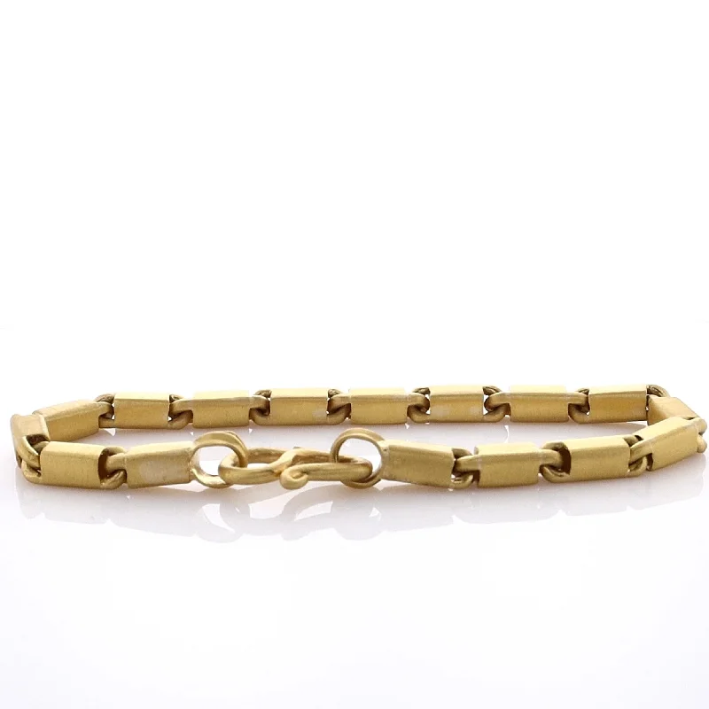 Estate 22k Yellow Gold Brushed Rectangular 8" Bar Bracelet