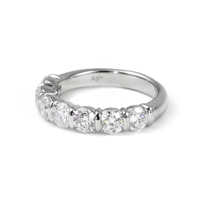 Fink's Platinum Bar Set Seven Round Diamond Wedding Band