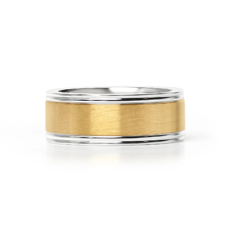 Gold Center Polished Stainless Steel Ring / CFR7027