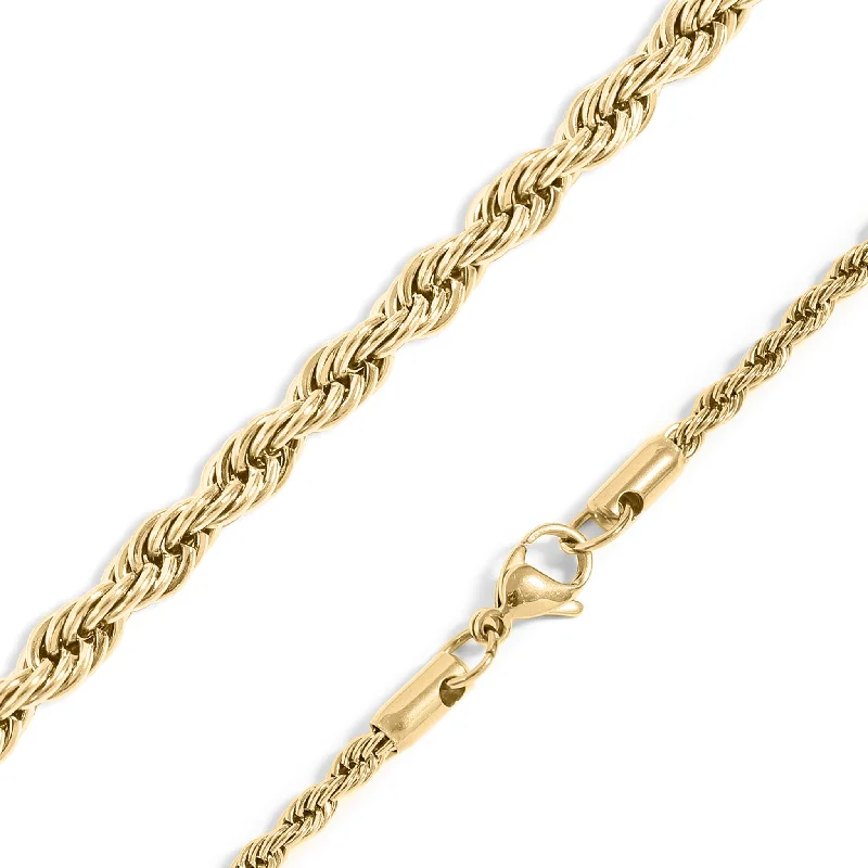 18K Gold PVD Stainless Steel Rope Chain Necklace / CHN9702