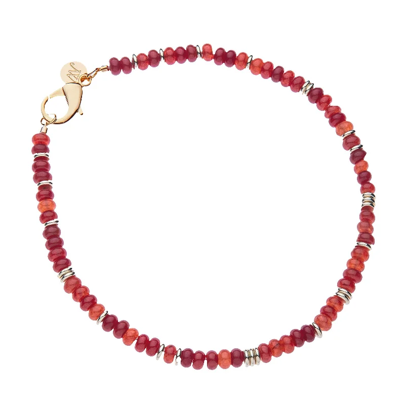 Gumdrop Beaded Necklace in Red Agate