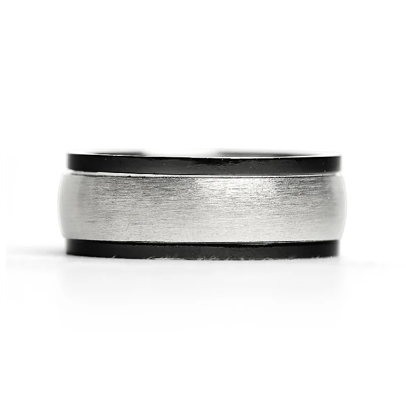 Highly Polished Stainless Steel Black Trim Spinner Center Ring / SRJ9002