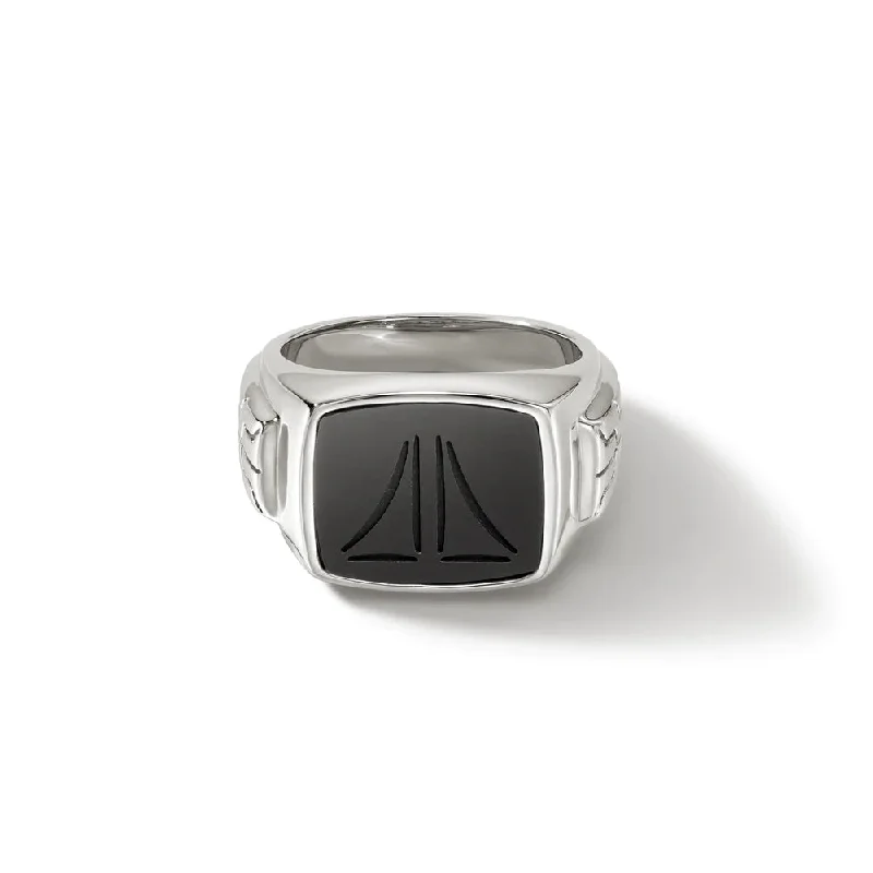 John Hardy ID Signet Ring with Black Onyx