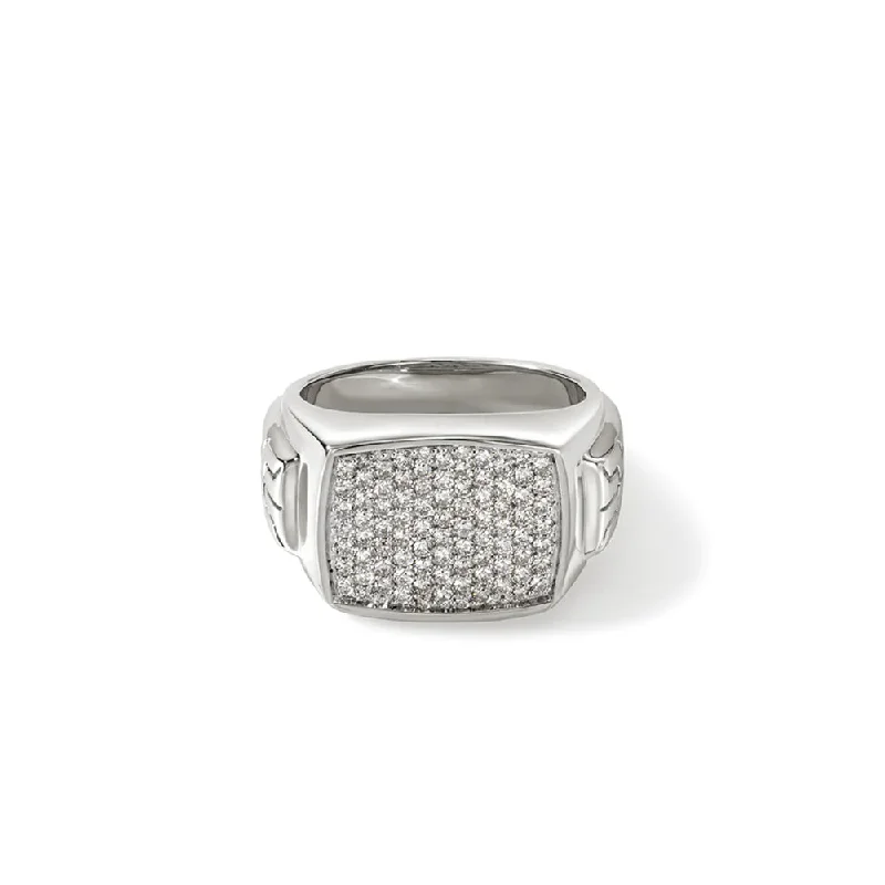 John Hardy Pave Diamond Signet Ring