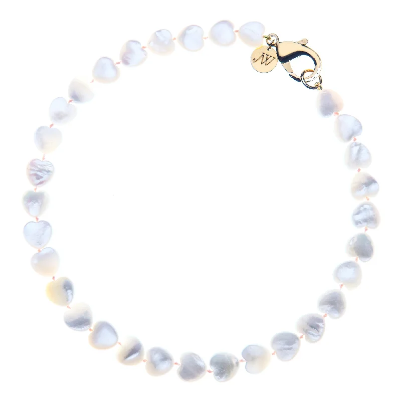 LOVE Mother of Pearl Heart Beaded Necklace