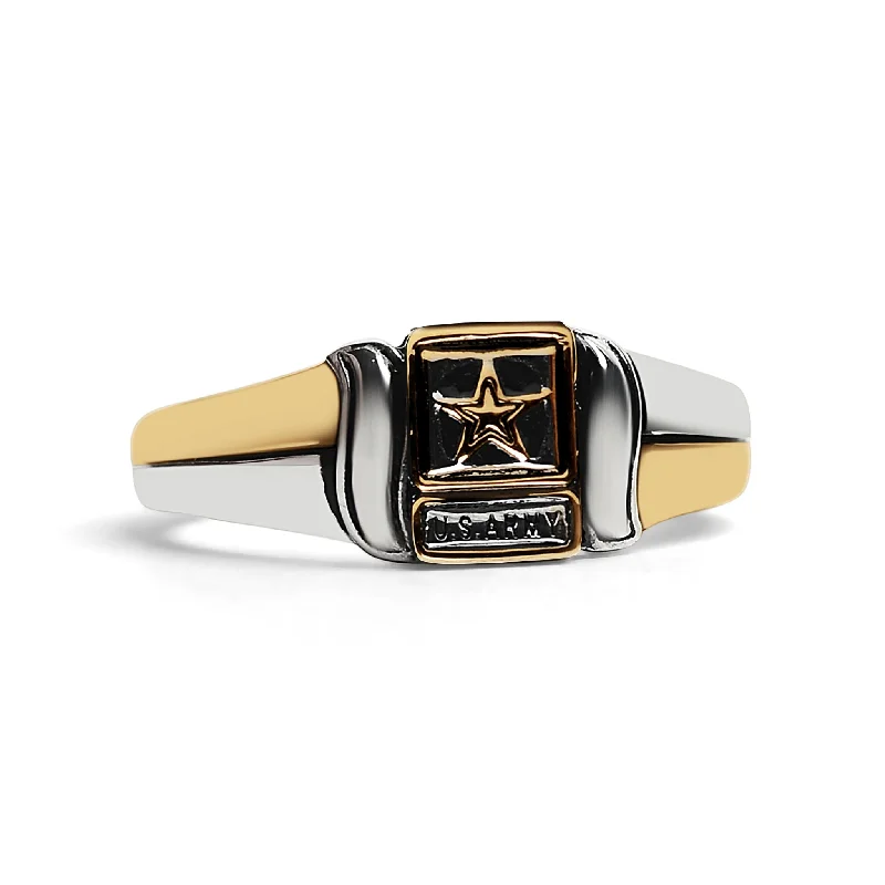 United States Army Two Tone Stainless Steel Women's Ring / MCR6015