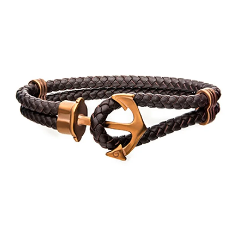 Men's Cappuccino Plated Anchor Bracelet | INOX