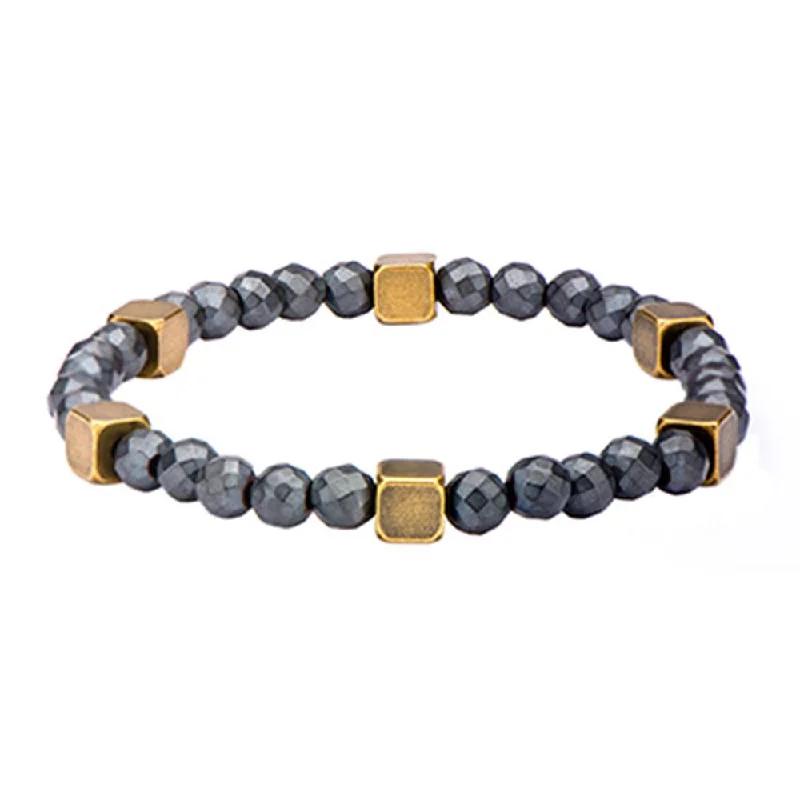 Men's Grey Hematite with Antiquing Bracelet | INOX