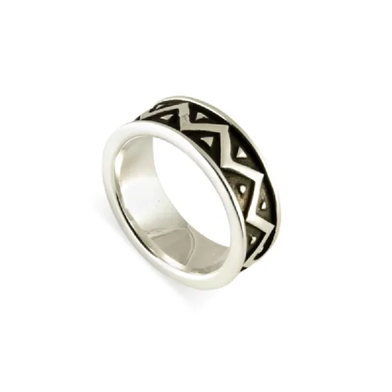 Men's Sterling Silver Tiki Pattern Band