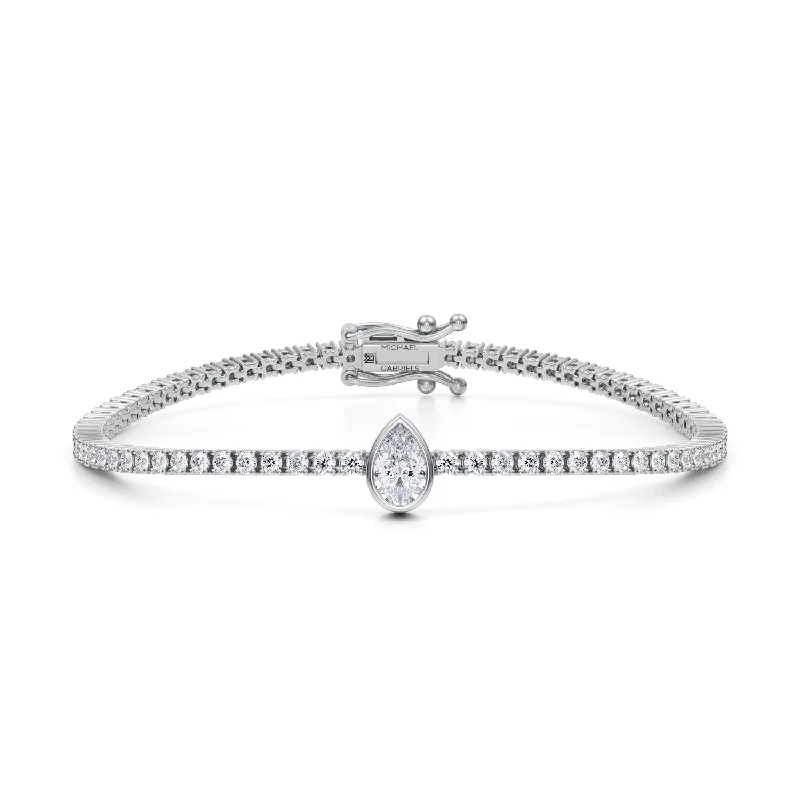 3.5 Carat Pear Single Station Tennis Bracelet