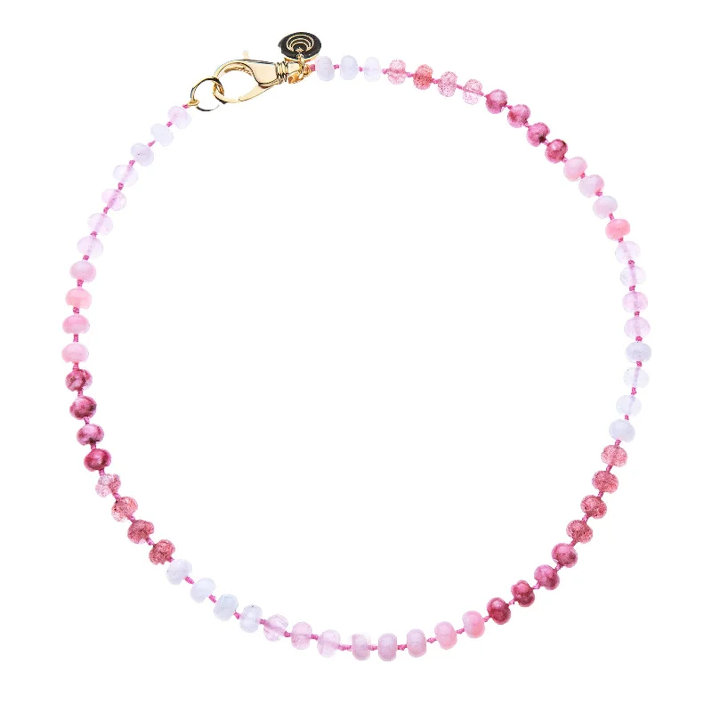 Pink Ombre Carved Stone Beaded Necklace